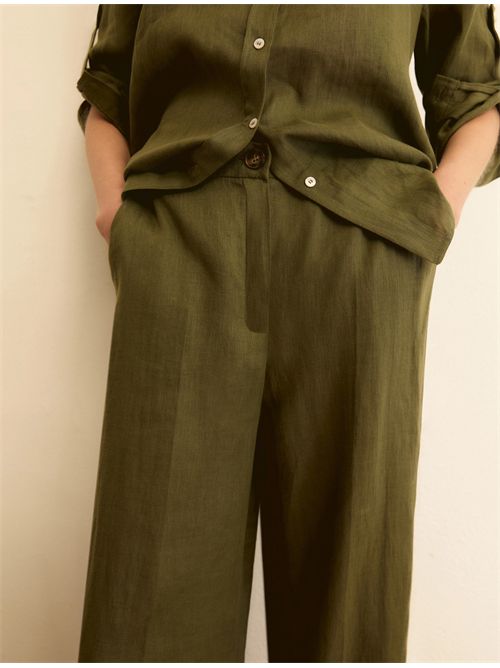 Pantalone dritto in lino - VERDE MILITARE EMME MARELLA | EMMCLAVA227/008